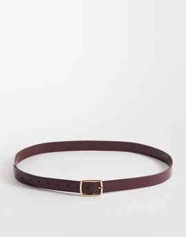 ASOS Curve ASOS DESIGN Curve square buckle belt in patent burgundy-Red
