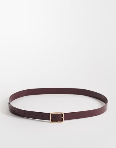 ASOS Curve ASOS DESIGN Curve square buckle belt in patent burgundy-Red