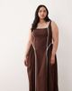 ASOS Curve ASOS DESIGN Curve square neck midi sundress with sculpted bust and contrast piping in chocolate-Brown - 2