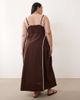 ASOS Curve ASOS DESIGN Curve square neck midi sundress with sculpted bust and contrast piping in chocolate-Brown - 3
