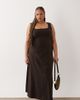 ASOS Curve ASOS DESIGN Curve square neck seam detail midi dress in chocolate-Brown - 1