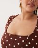 ASOS Curve ASOS DESIGN Curve square neck seam detailing midi dress in polka dots-Multi - 3