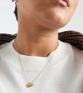 ASOS Curve ASOS DESIGN Curve stainless steel necklace with cubic zirconia and heart pendant in gold tone