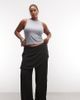 ASOS Curve ASOS DESIGN Curve straight leg pants with skirt detail in black - 1