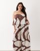 ASOS Curve ASOS DESIGN Curve strapless double layer jumpsuit in brown print-White - 1