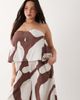 ASOS Curve ASOS DESIGN Curve strapless double layer jumpsuit in brown print-White - 2