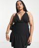 ASOS Curve ASOS DESIGN Curve strappy plunge mini dress in black - 1