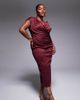 ASOS Curve ASOS DESIGN Curve structured midi dress with capped sleeve and draped cross front in dark berry - 1