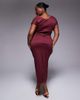 ASOS Curve ASOS DESIGN Curve structured midi dress with capped sleeve and draped cross front in dark berry - 2