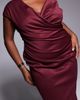 ASOS Curve ASOS DESIGN Curve structured midi dress with capped sleeve and draped cross front in dark berry - 4
