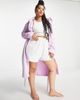 ASOS Curve ASOS DESIGN Curve super soft fleece midi robe in bright lilac-Purple - 4