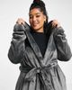 ASOS Curve ASOS DESIGN Curve super soft fleece midi robe in gray - 3