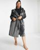 ASOS Curve ASOS DESIGN Curve super soft fleece midi robe in gray - 4