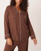 ASOS Curve ASOS DESIGN Curve super soft long sleeve shirt & pants pajama set in chocolate-Brown - 2
