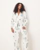 ASOS Curve ASOS DESIGN Curve super soft long sleeve shirt & pants pajama set with contrast piping in christmas drinks print-White - 1