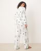 ASOS Curve ASOS DESIGN Curve super soft long sleeve shirt & pants pajama set with contrast piping in christmas drinks print-White - 3