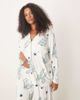 ASOS Curve ASOS DESIGN Curve super soft long sleeve shirt & pants pajama set with contrast piping in christmas drinks print-White - 4