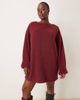 ASOS Curve ASOS DESIGN Curve supersoft fluffy slouchy sweater mini dress in burgundy-Red - 4