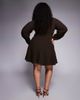ASOS Curve ASOS DESIGN Curve supersoft V neck fit and flare with seam detail mini dress in chocolate-No color - 3