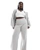 ASOS Curve ASOS DESIGN Curve supersoft wide leg sweatpants in gray heather - part of a set - 1
