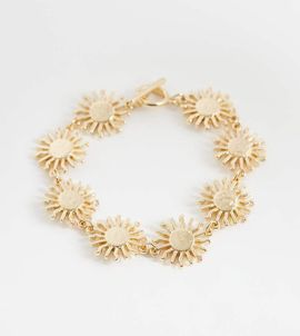ASOS Curve ASOS DESIGN Curve t-bar bracelet with small sun design in gold tone