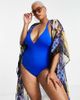 ASOS Curve ASOS DESIGN Curve T back swimsuit in cobalt blue - 1