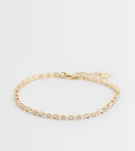 ASOS Curve ASOS DESIGN Curve tennis bracelet with cubic zirconia stone details in gold tone in gift bag