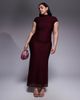 ASOS Curve ASOS DESIGN Curve textured cap sleeve maxi dress in cherry - 4