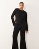 ASOS Curve ASOS DESIGN Curve textured high waist flared leg pants in black - part of a set - 1