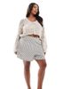 ASOS Curve ASOS DESIGN Curve textured pull on flippy shorts in brown and white stripe - 1