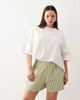 ASOS Curve ASOS DESIGN Curve textured pull on flippy shorts in khaki stripe-Green - 2