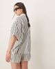 ASOS Curve ASOS DESIGN Curve textured resort shirt in cream and navy stripe - part of a set-Multi - 3
