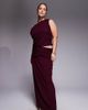 ASOS Curve ASOS DESIGN Curve textured rib column maxi skirt in burgundy - part of a set - 1