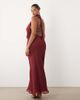 ASOS Curve ASOS DESIGN Curve tie halter neck maxi dress in berry-Red - 3