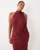 ASOS Curve ASOS DESIGN Curve tie halter neck maxi dress in berry-Red - 4