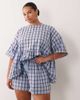 ASOS Curve ASOS DESIGN Curve tie waist pocket detail shorts in blue plaid-Multi - 2