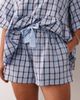 ASOS Curve ASOS DESIGN Curve tie waist pocket detail shorts in blue plaid-Multi - 3