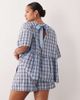 ASOS Curve ASOS DESIGN Curve tie waist pocket detail shorts in blue plaid-Multi - 4