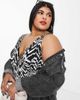 ASOS Curve ASOS DESIGN Curve tiered sundress with button waist detail in black and cream abstract print-Multi - 2