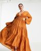 ASOS Curve ASOS DESIGN Curve tiered voile maxi dress with ruched strap detail-Yellow - 1