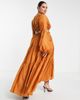 ASOS Curve ASOS DESIGN Curve tiered voile maxi dress with ruched strap detail-Yellow - 2