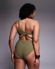 ASOS Curve ASOS DESIGN Curve Tina Twisted paper touch high waist high leg twist front bikini bottoms in khaki green - 2