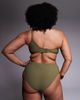 ASOS Curve ASOS DESIGN Curve Tina Twisted paper touch one shoulder bikini crop top in khaki green - 4