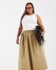 ASOS Curve ASOS DESIGN Curve toggle waist detail volume midaxi skirt in camel-Neutral - 1