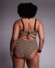ASOS Curve ASOS DESIGN Curve Tori terrycloth bikini shorts in caramel stripes-Brown - 2