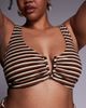 ASOS Curve ASOS DESIGN Curve Tori terrycloth Nissi V-wire bikini top in caramel stripes-Brown - 3