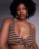 ASOS Curve ASOS DESIGN Curve Tori terrycloth Nissi V-wire bikini top in caramel stripes-Brown - 4