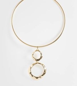 ASOS Curve ASOS DESIGN CURVE torque choker with round hammered pendants in gold tone