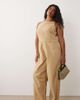 ASOS Curve ASOS DESIGN Curve twill jumpsuit with seam details in washed stone-Neutral - 1