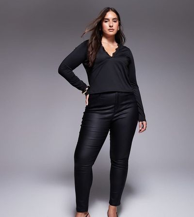 ASOS Curve ASOS DESIGN Curve ultimate skinny jeans in coated black